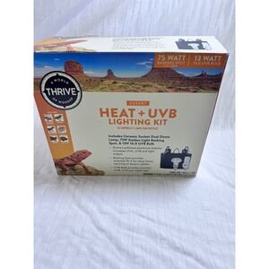 Thrive Desert Heat + UVB Lighting Kit Dual Dome Lamp 75W Basking 13W 10.0 UVB